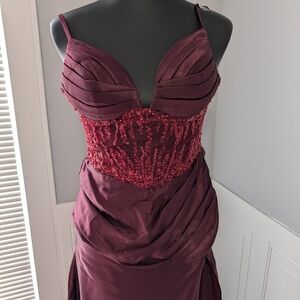 Source Unknown Deep Burgundy Maxi Dress